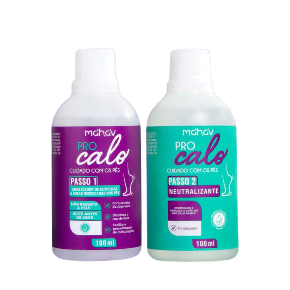 Kit Pro Calo Amolecedor de Calos e Cutículas 100ml + Neutralizante 100ml Mahav