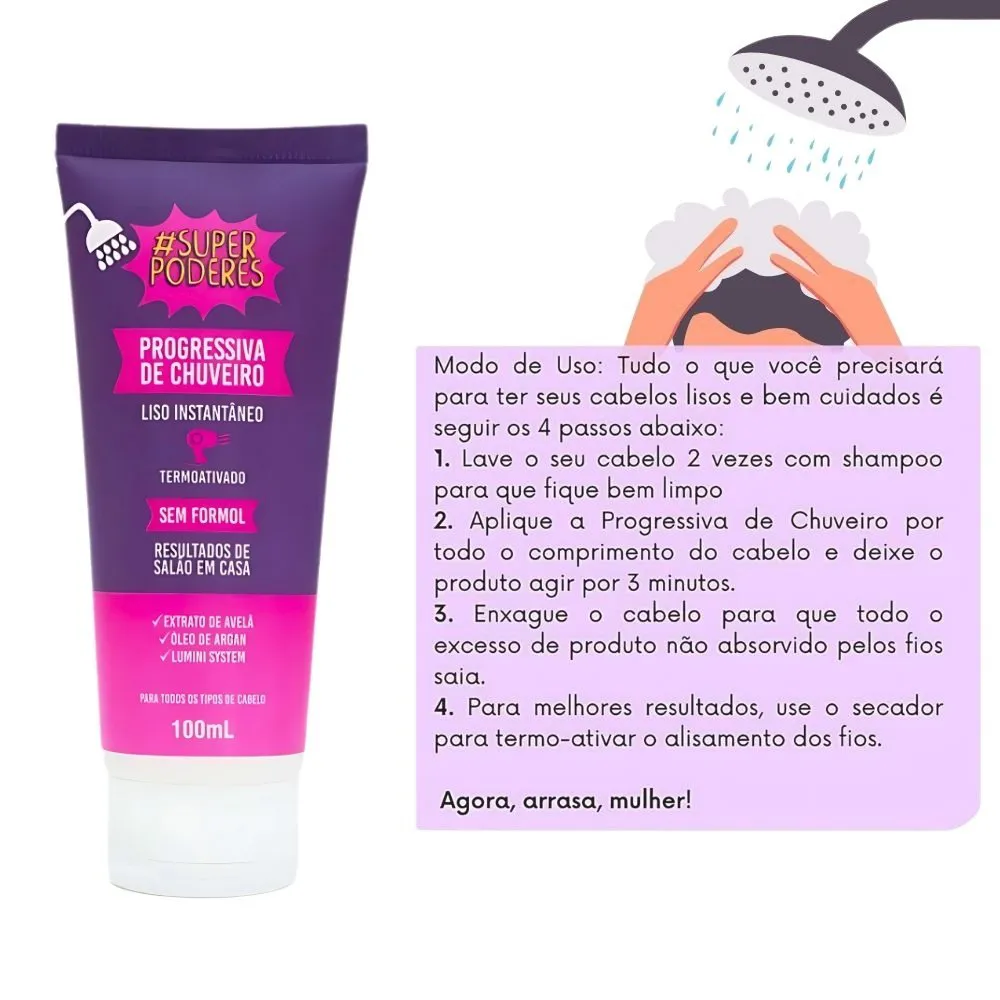 Escova no Chuveiro Sem Formol Super Poderes 100ml